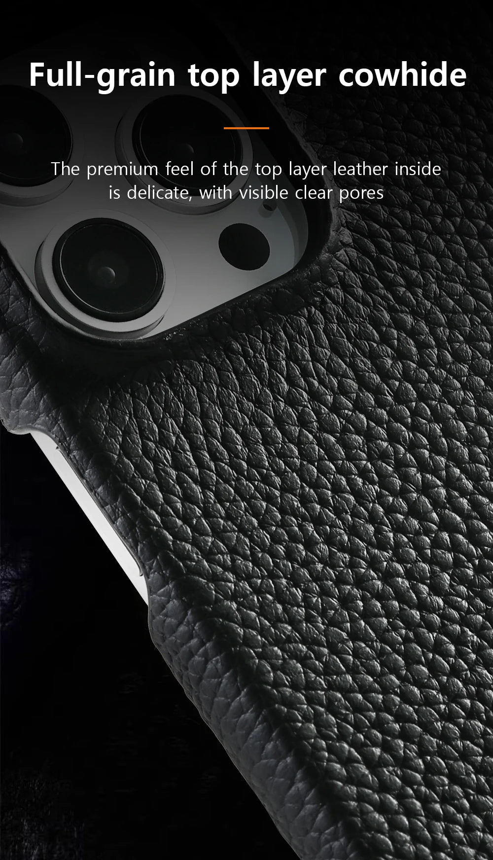 iPhone MagSafe Leather Case – Cowhide Lychee, Pro & Max