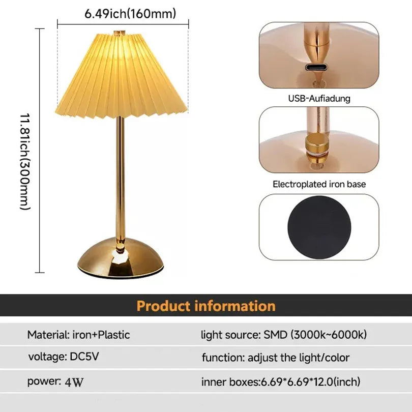 Atmosphere LED Table Lamp – USB Rechargeable Night Light for Bedroom