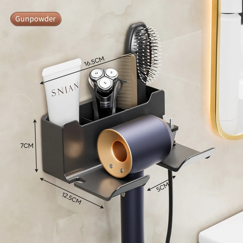 Wall-Mounted Hair Dryer Holder – Bathroom Organizer