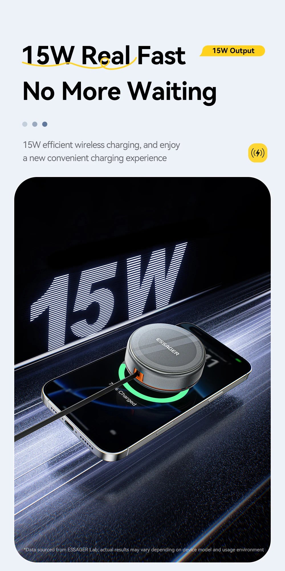 Essager Wireless Charger – 15W, iPhone, AirPods & Watch