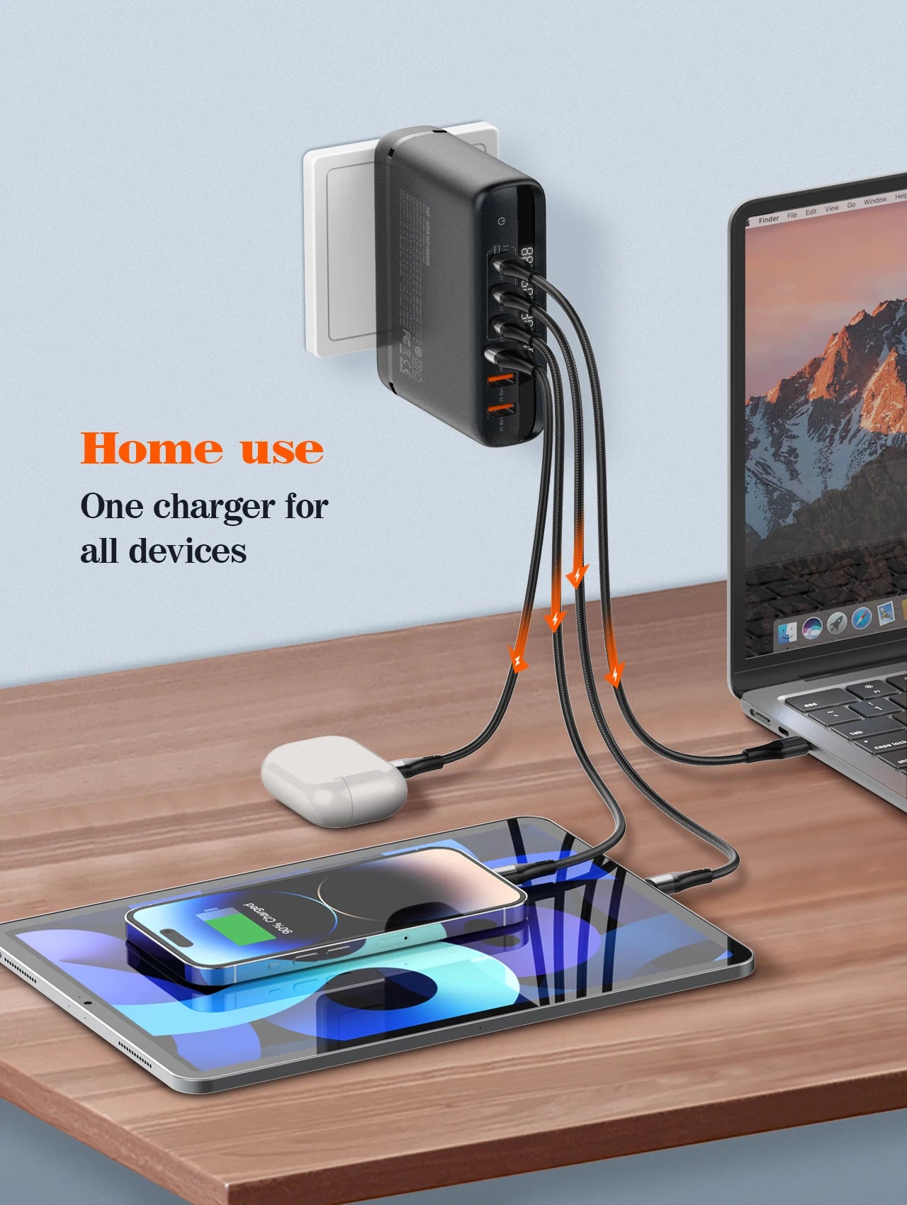 LDNIO 140W GaN International Travel Adapter – Universal AU/US/UK/EU Plug with 100W USB-C Fast Charging & LED Display