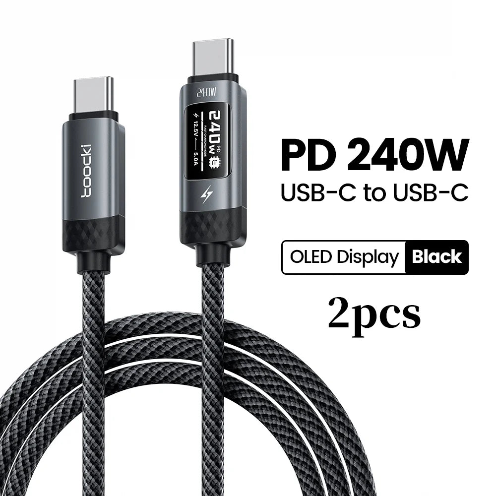 TOOCKI 240W USB-C to USB-C Cable – PD 3.1 Fast Charging Cable with OLED Power Display