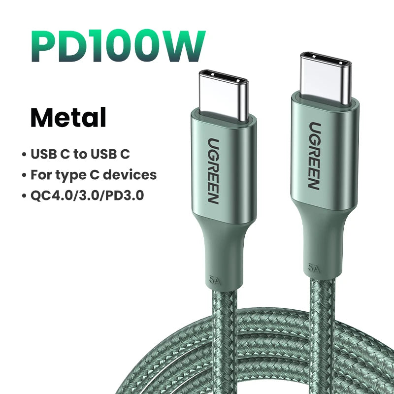 100W USB-C Cable – UGREEN Fast Charging Cord with 5A E-Marker Chip