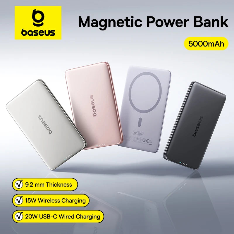 Ultra-Slim Baseus Magnetic Power Bank – 5000mAh