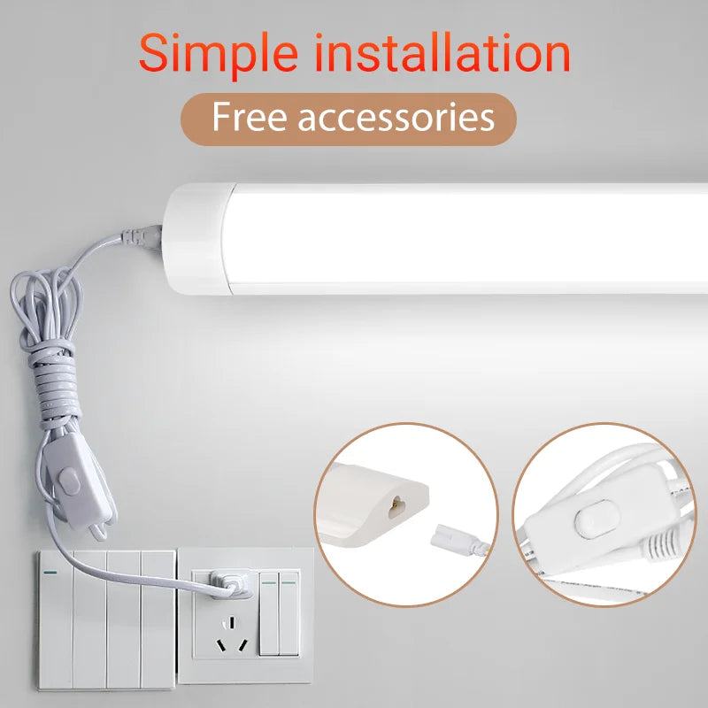 LED Tube Light with Switch – Wired Lighting Strip (10W / 20W Options)