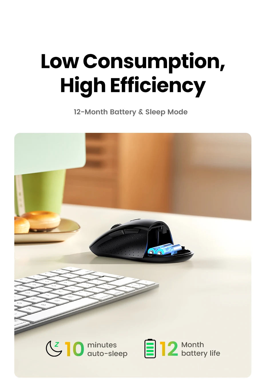 UGREEN Wireless Silent Mouse – 1600 DPI, 2.4GHz USB for PC & MacBook