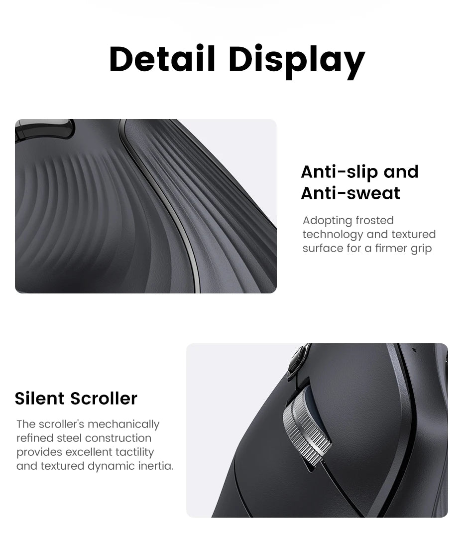 UGREEN Bluetooth & 2.4G Vertical Mouse for PC & MacBook