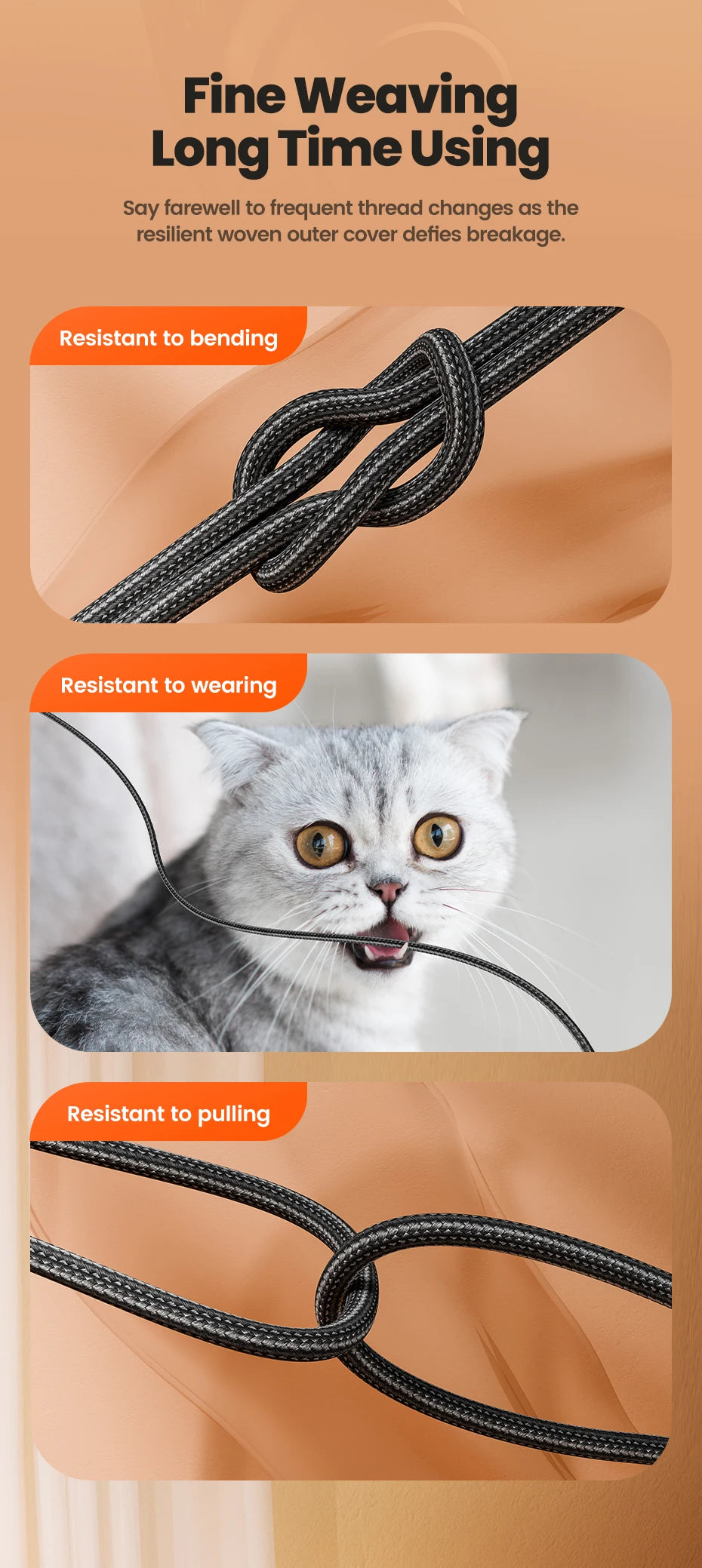 TOOCKI 3-in-1 Fast Charging Cable – USB-C, Lightning & Micro USB Multi Charging Cable