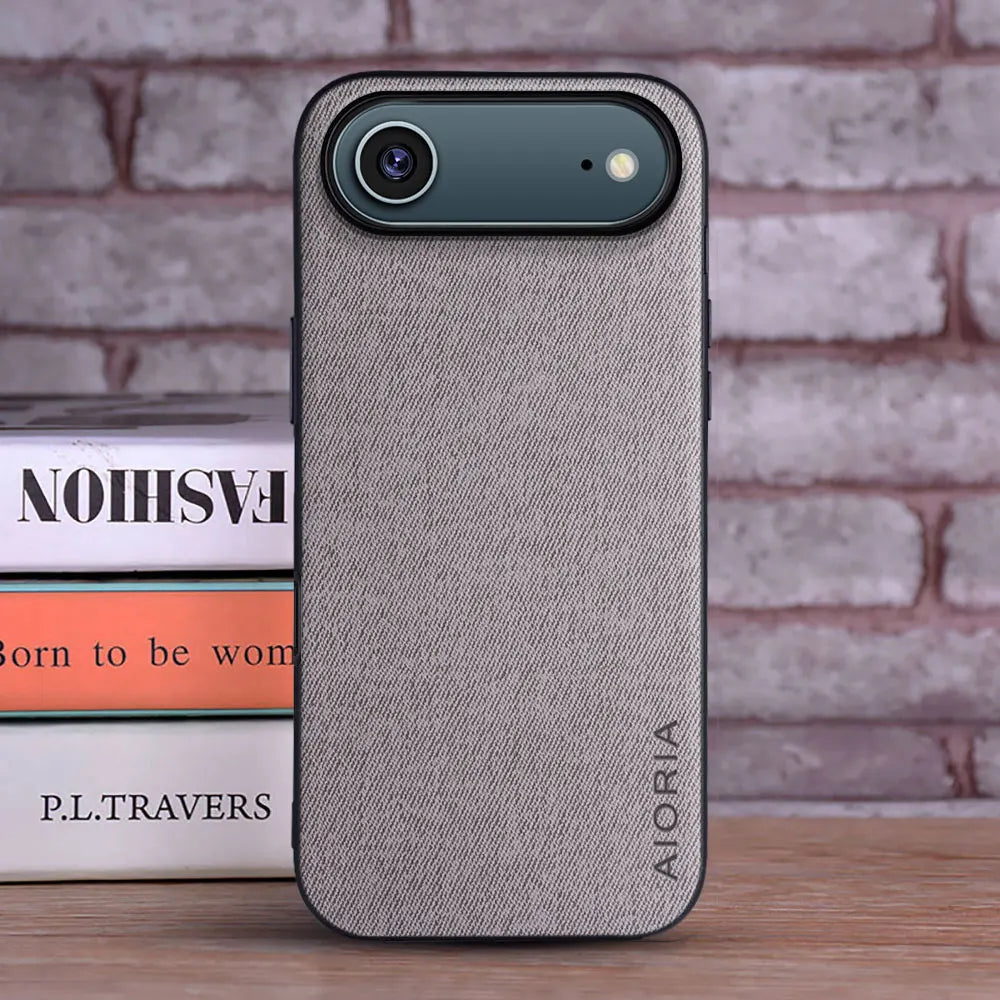 Luxury Textile PU Leather Case for iPhone 17 Series – Slim Shockproof Cover