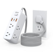 JcBlaon US Plug Multitap Power Strip – 1.5m Braided Cable with USB Charging