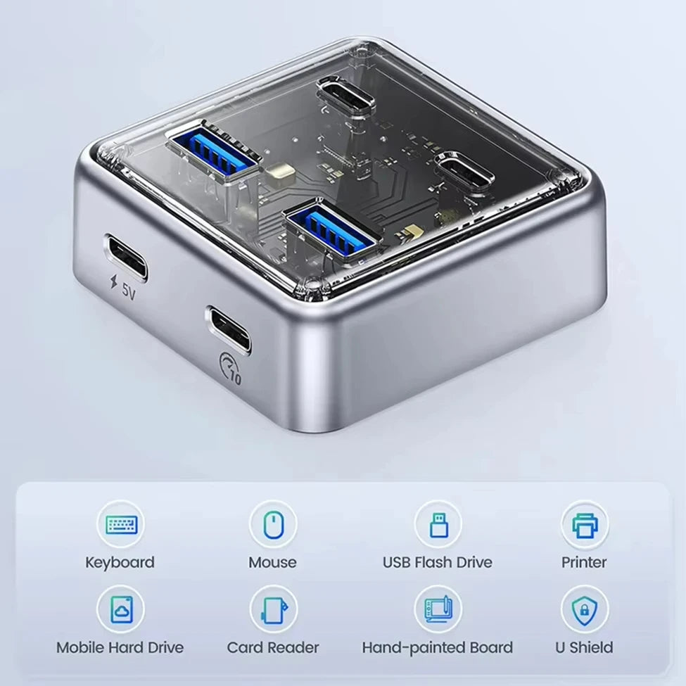 ORICO 10Gbps USB 3.2 Hub – 4-Port High-Speed Type-C Docking Station