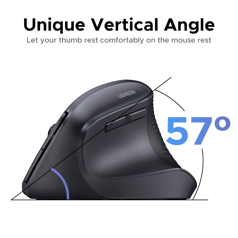 UGREEN Vertical Wireless Mouse – Ergonomic 2.4G, 4000DPI, 6 Silent Buttons