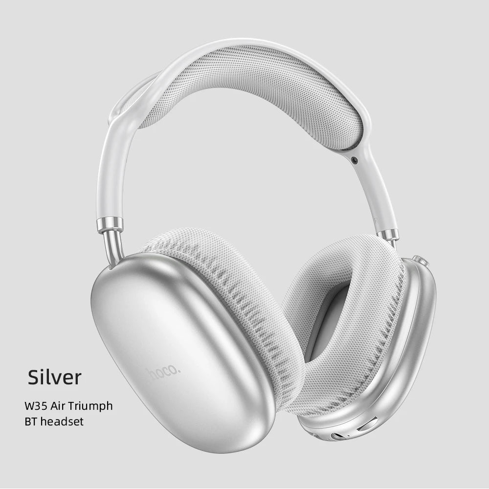 Silver W35 Air Triumph BT headset on a light gray background