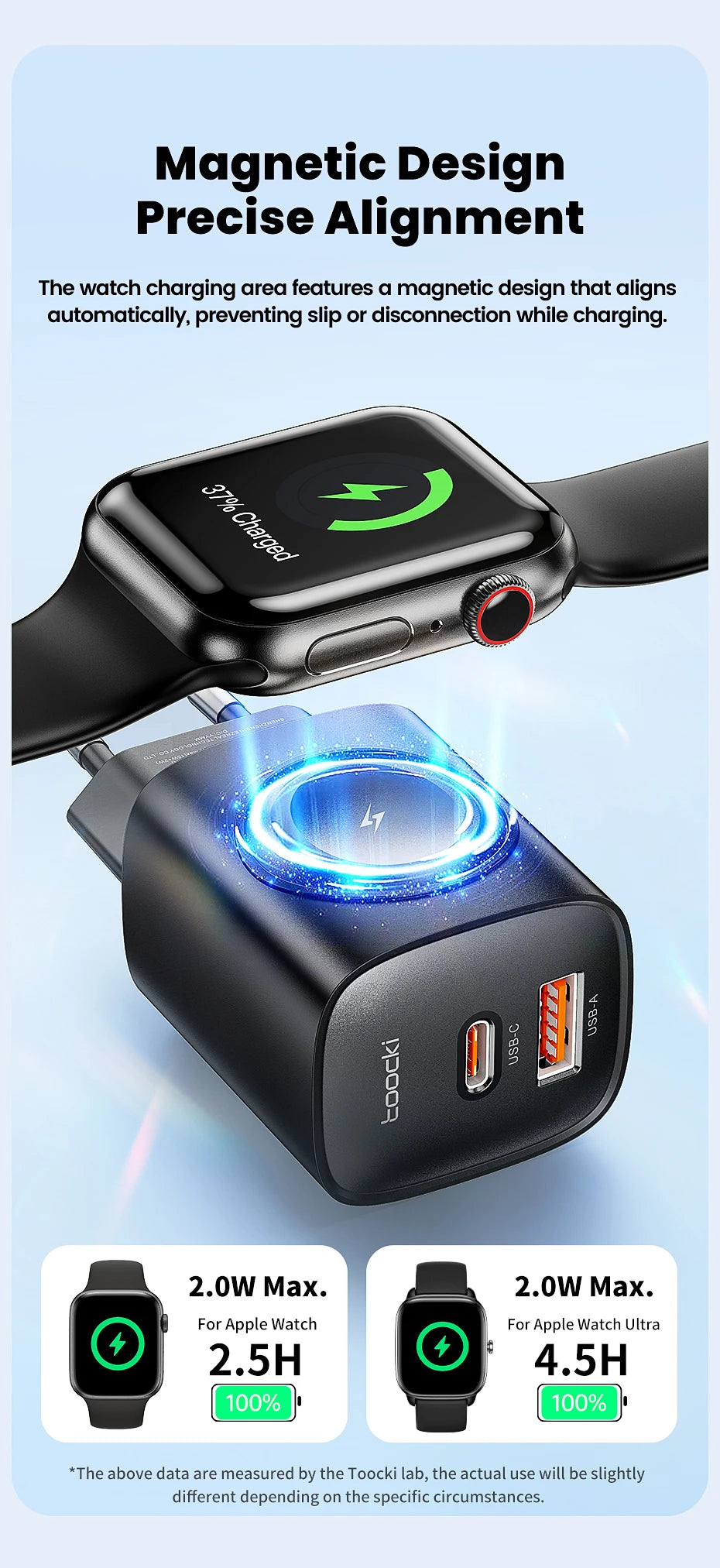 Toocki 3-in-1 GaN Charger – Fast USB-C & Wireless Charging for Phones & Watch