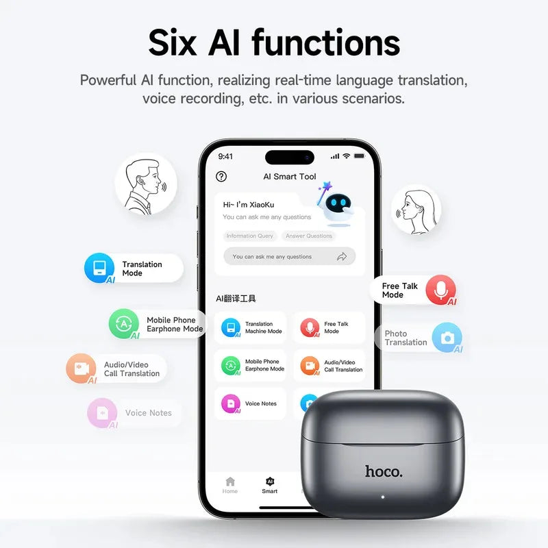 HOCO EQ27 AI ANC+ENC Bluetooth Earbuds – Smart Translation, HiFi Sound