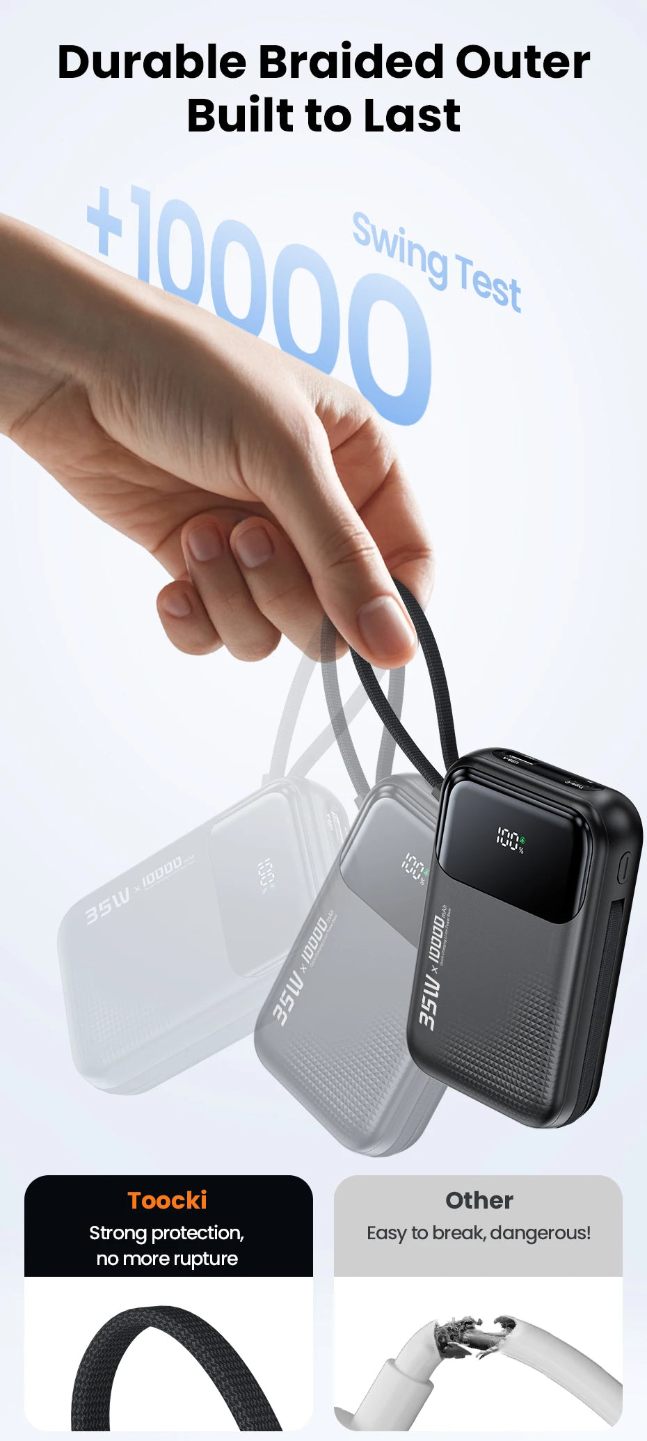 35W Portable Power Bank with Built-in Cable – QC PD 3.0 Fast Charge