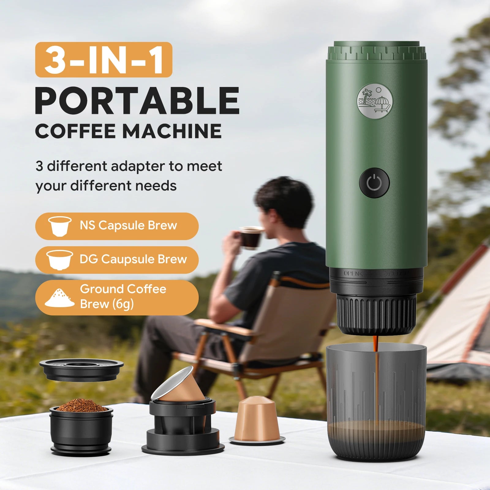 3-in-1 Travel Espresso Maker – Portable USB-C Self-Heating Coffee Machine