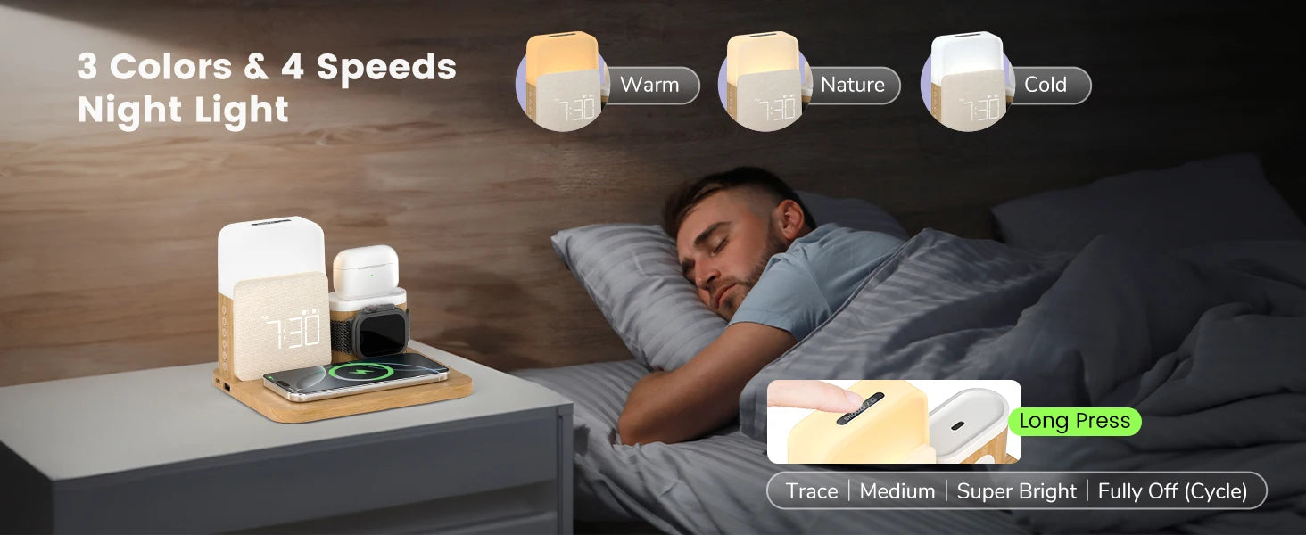7-in-1 MagSafe Wireless Charger – Alarm & Night Light