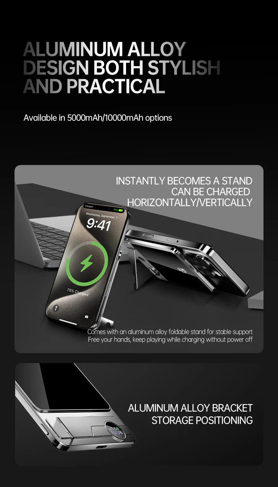 Ultra-Slim Magnetic Power Bank – 10,000mAh Fast Wireless Charge