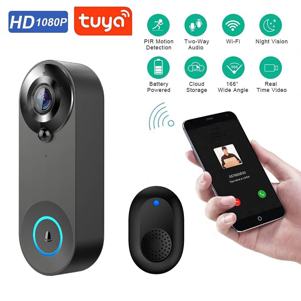 Smart 1080p Wi-Fi Video Doorbell – Motion Detect & Night Vision