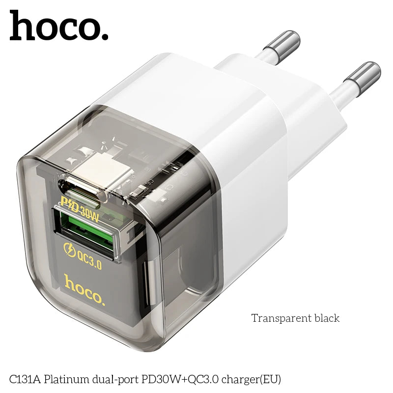 30W USB-C Charger HOCO C131A – Dual Port Quick Charge