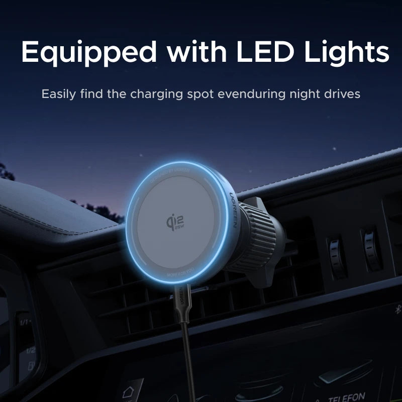 UGREEN Qi2 Magnetic Car Charger for iPhone – Wireless 25W/15W