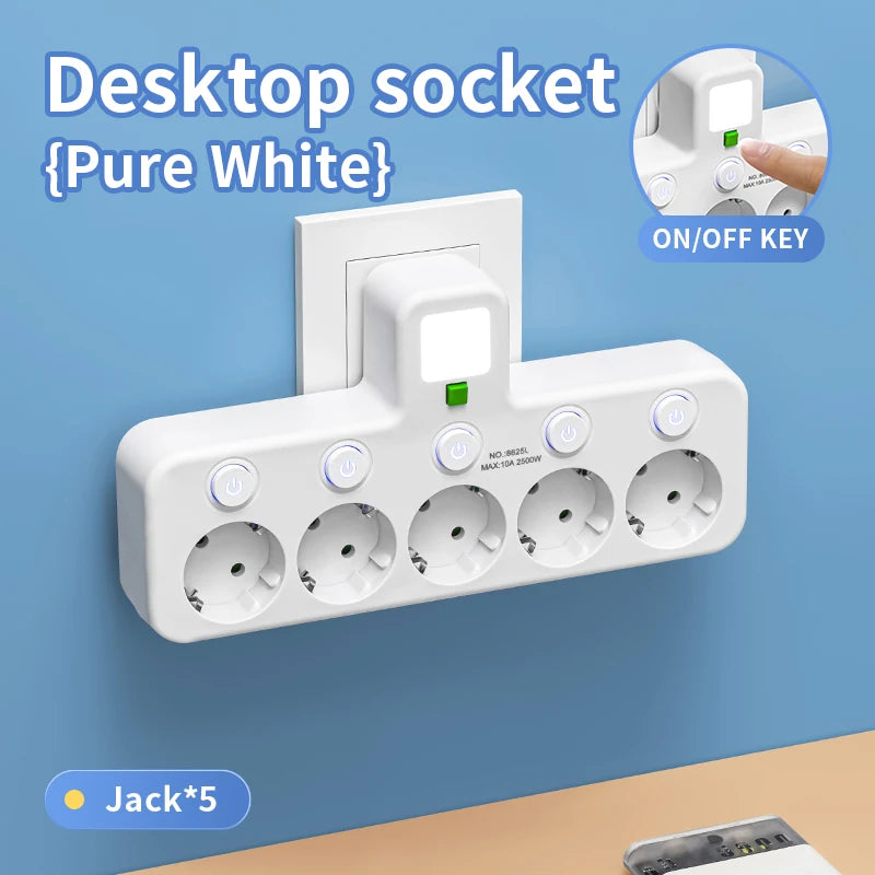 EU Wall Socket with 4 AC Outlets & USB-C Fast Charging Ports