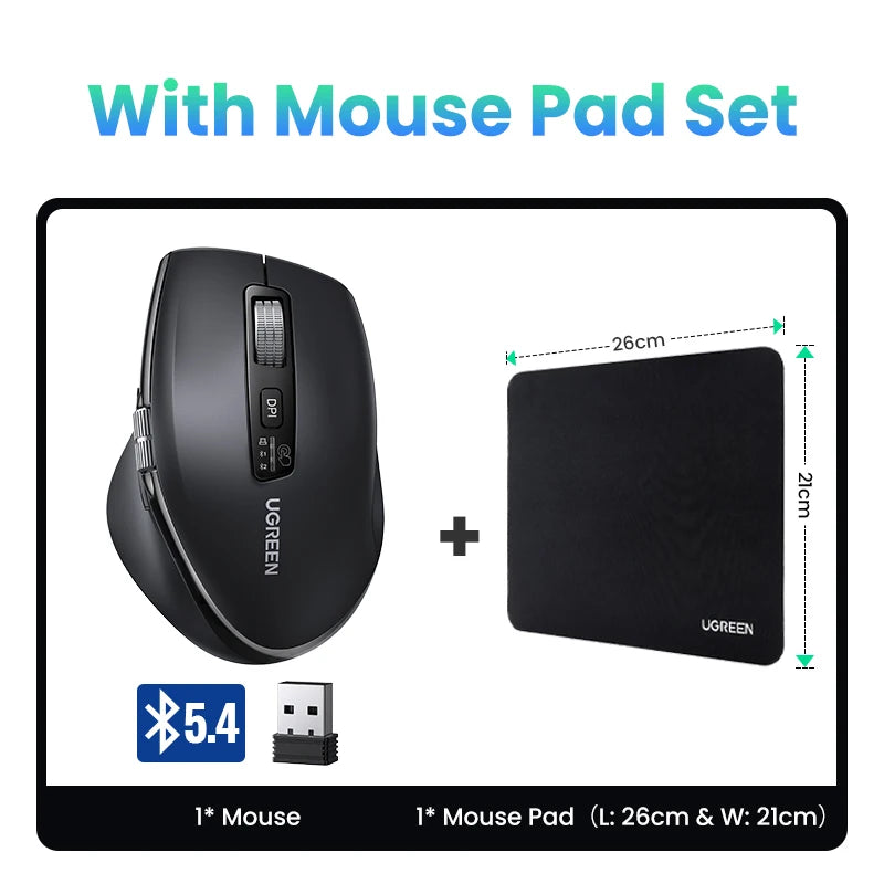 UGREEN Wireless Hyper-Fast Scroll Mouse – Bluetooth 5.4 & 2.4G, Ergonomic, 5000 DPI