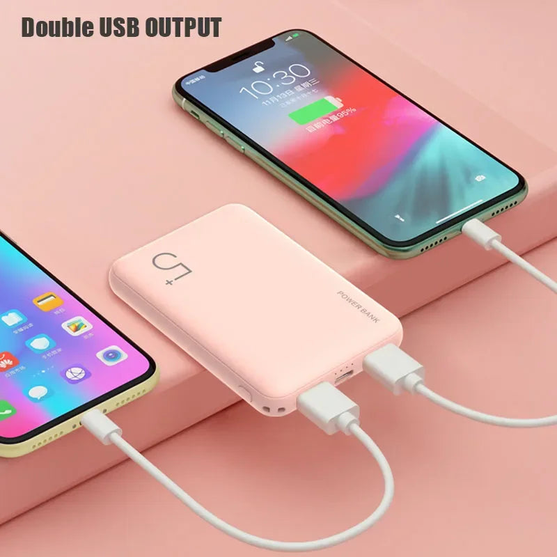 Portable 5000mAh Power Bank – Fast Charge Dual USB-C for Phones