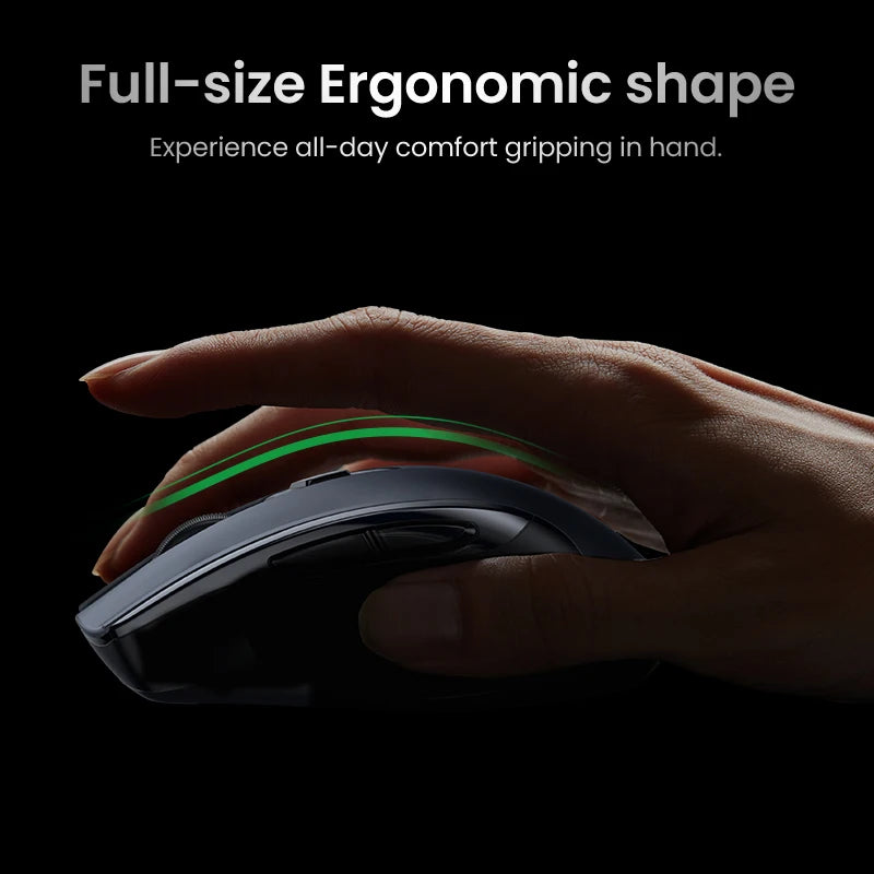 UGREEN Ergonomic Wireless Mouse – 6 Buttons, 2.4G/BT Dual Mode, 4000 DPI