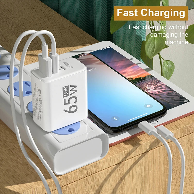 65W GaN USB-C Fast Charger – PD 3.0 Wall Adapter