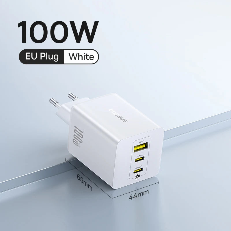 Baseus 100W Fast Charger GaN Charger For iPhone 17 16 Xiaomi Samsung Laptop Tablet USB C Charger QC PD Charger USB Phone Charger
