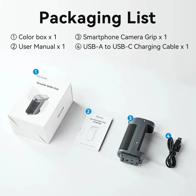 TELESIN Selfie Stick & Phone Holder – Camera Handle with Remote Adapter