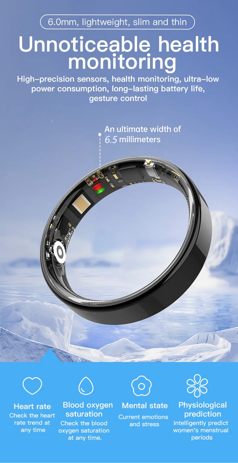 SIMSONLAB 2025 Smart Ring Bluetooth Call Heart Rate Blood Pressure Monitor 5ATM Waterproof Health Ring Men Women For Xiaomi Gift