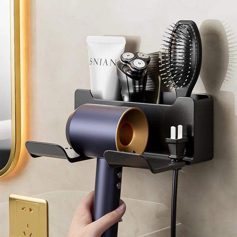 Wall-Mounted Hair Dryer Holder – Bathroom Organizer