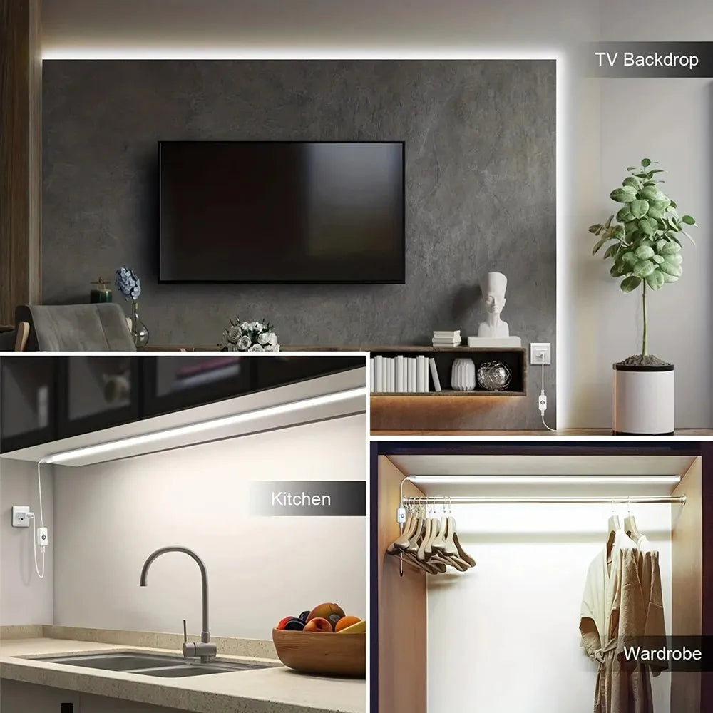 USB 5V Neon LED Strip Light Waterproof Flexible Tape with Hand Sweep Sensor Dimmer Switch for Home Room Decoration Lighting