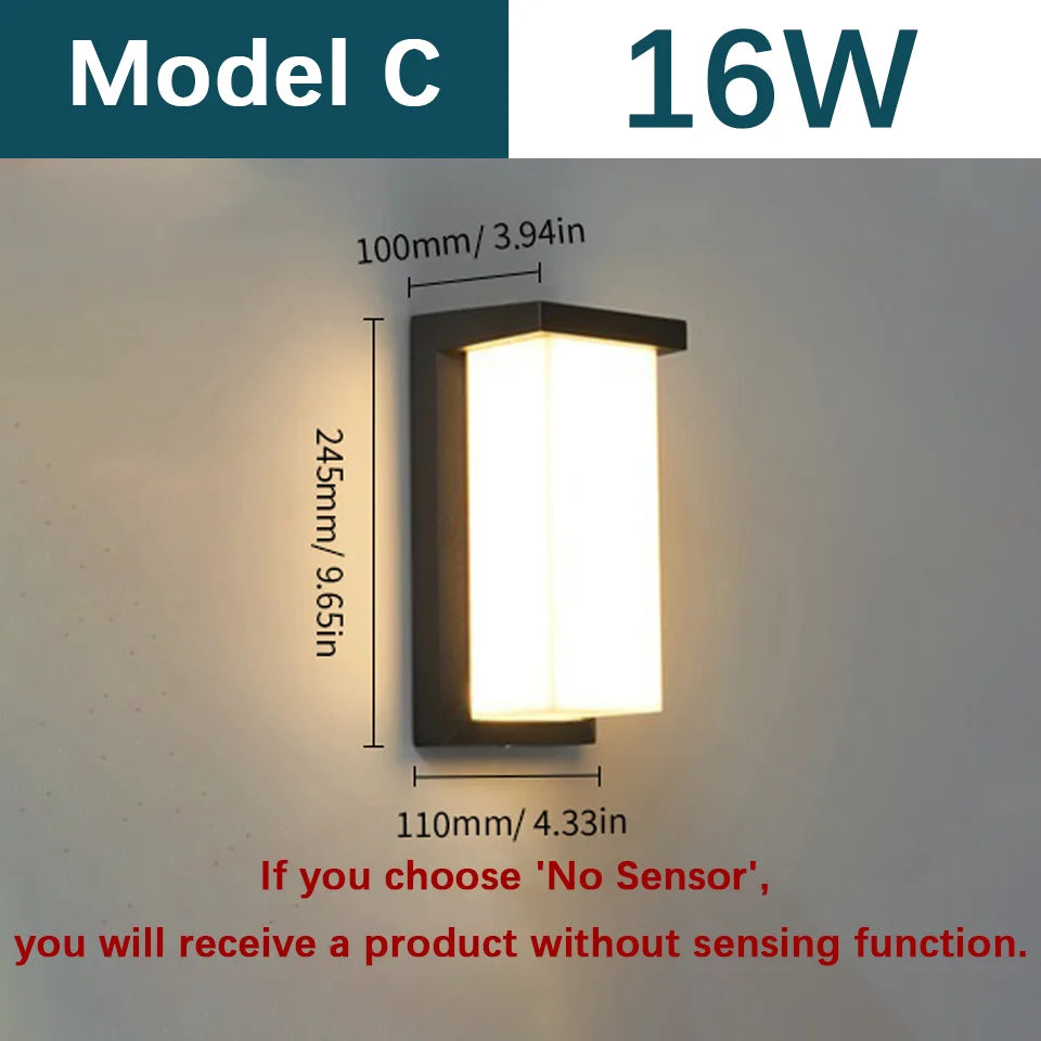 Outdoor Wall Light – Modern LED, AC110-220V, Sensor