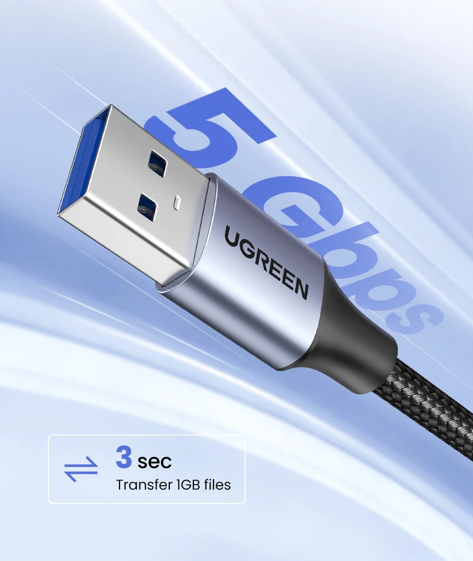 UGREEN USB 3.0 Extension Cable – Male to Female, Data Transfer