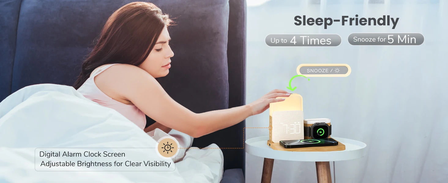 7-in-1 MagSafe Wireless Charger – Alarm & Night Light