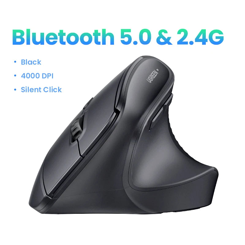 UGREEN Vertical Wireless Mouse – Ergonomic 2.4G, 4000DPI, 6 Silent Buttons