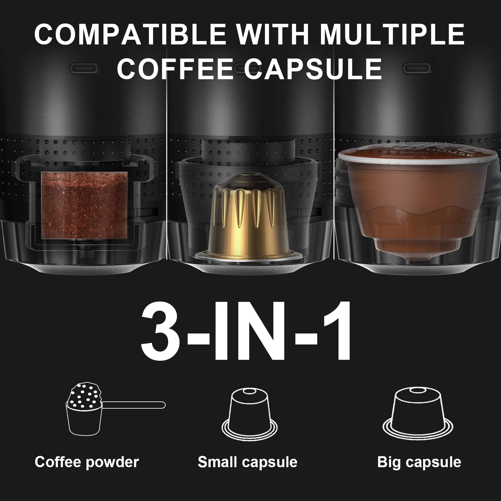 Wireless Portable Espresso Maker – 3-in-1 Coffee Machine for Travel & Camping