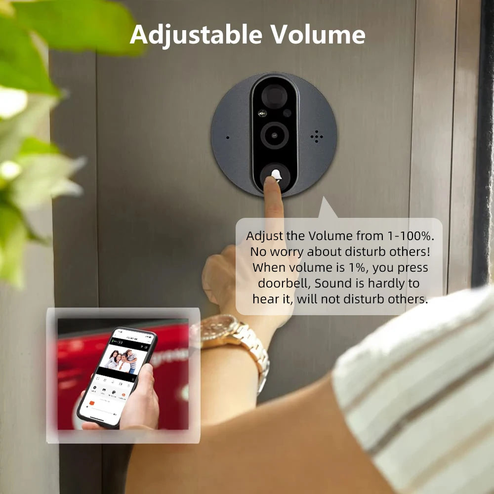 3MP Smart WiFi Doorbell Camera – PIR Motion & 5000mAh Battery