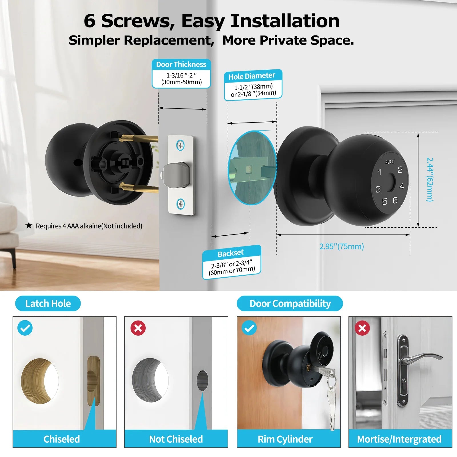 Viladepot Smart Fingerprint Door Lock with Touchscreen