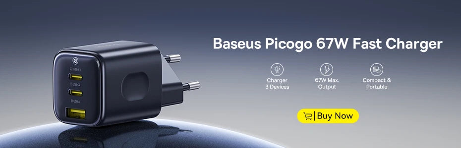 Baseus 65W Desktop Charger – Fast Charge for iPhone & Samsung