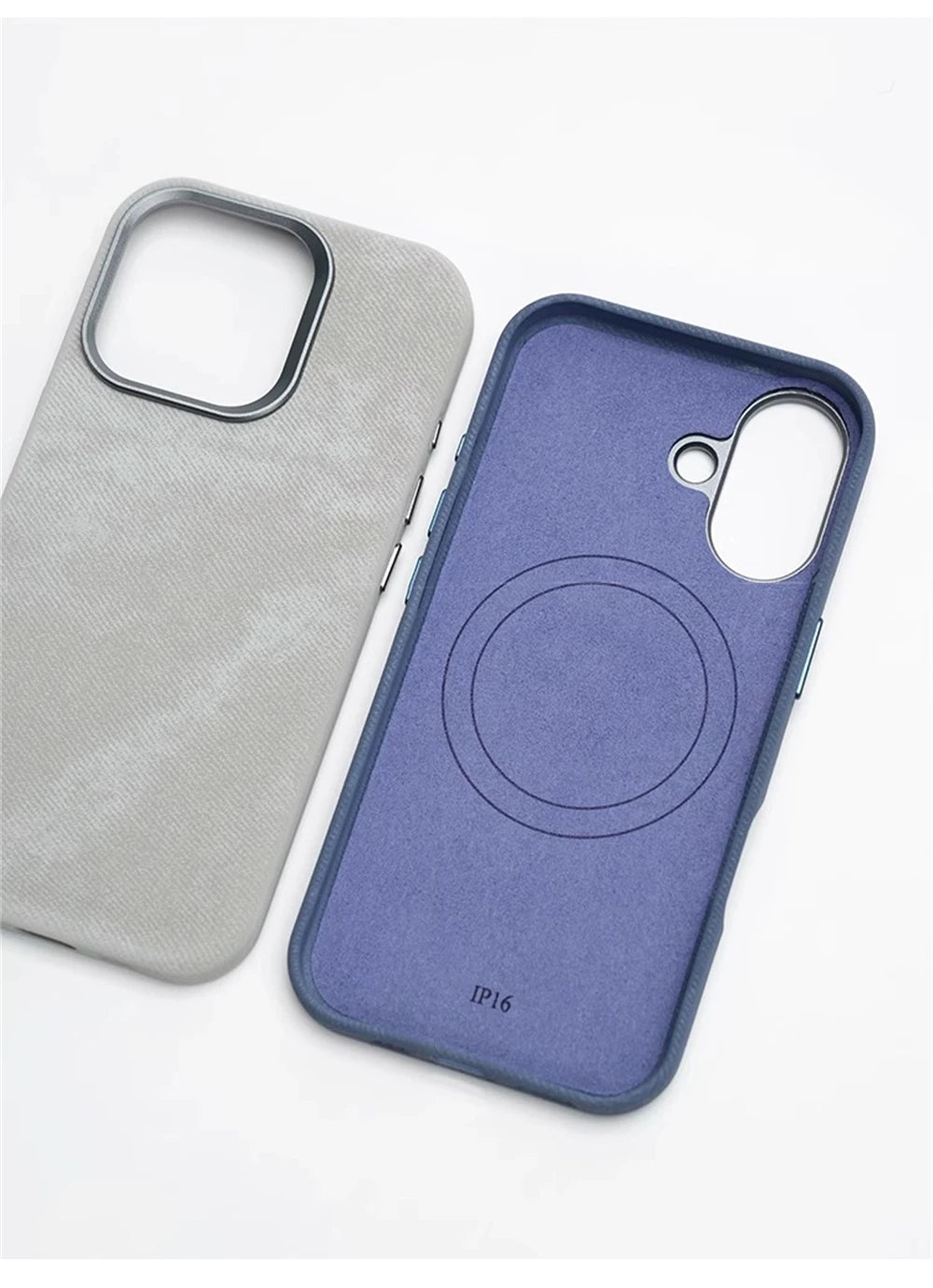 Luxury Fiber Leather Magnetic Shockproof Case – iPhone 15–17 Series