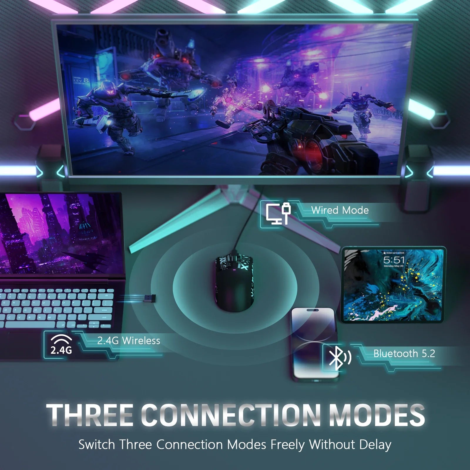 ATTACK SHARK X11 Gamer Mouse – Wireless, 3 Modes & Charging Dock