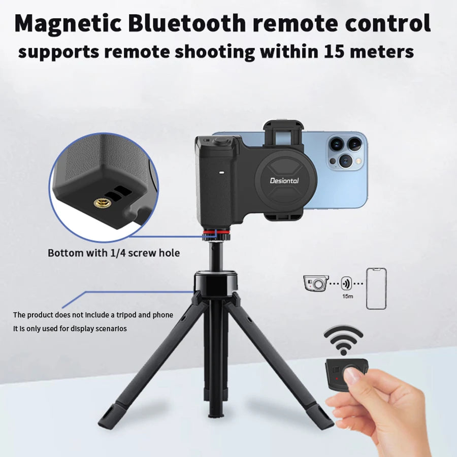Magnetic SnapGrip Phone Stand – Selfie & Vlogging Tripod with Bluetooth Remote