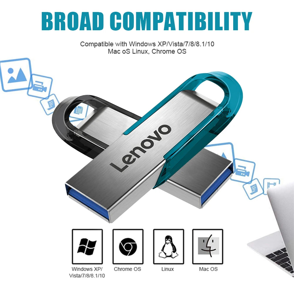 Lenovo 2TB/1TB/512GB USB 3.0 Flash Drive – Waterproof Metal Storage