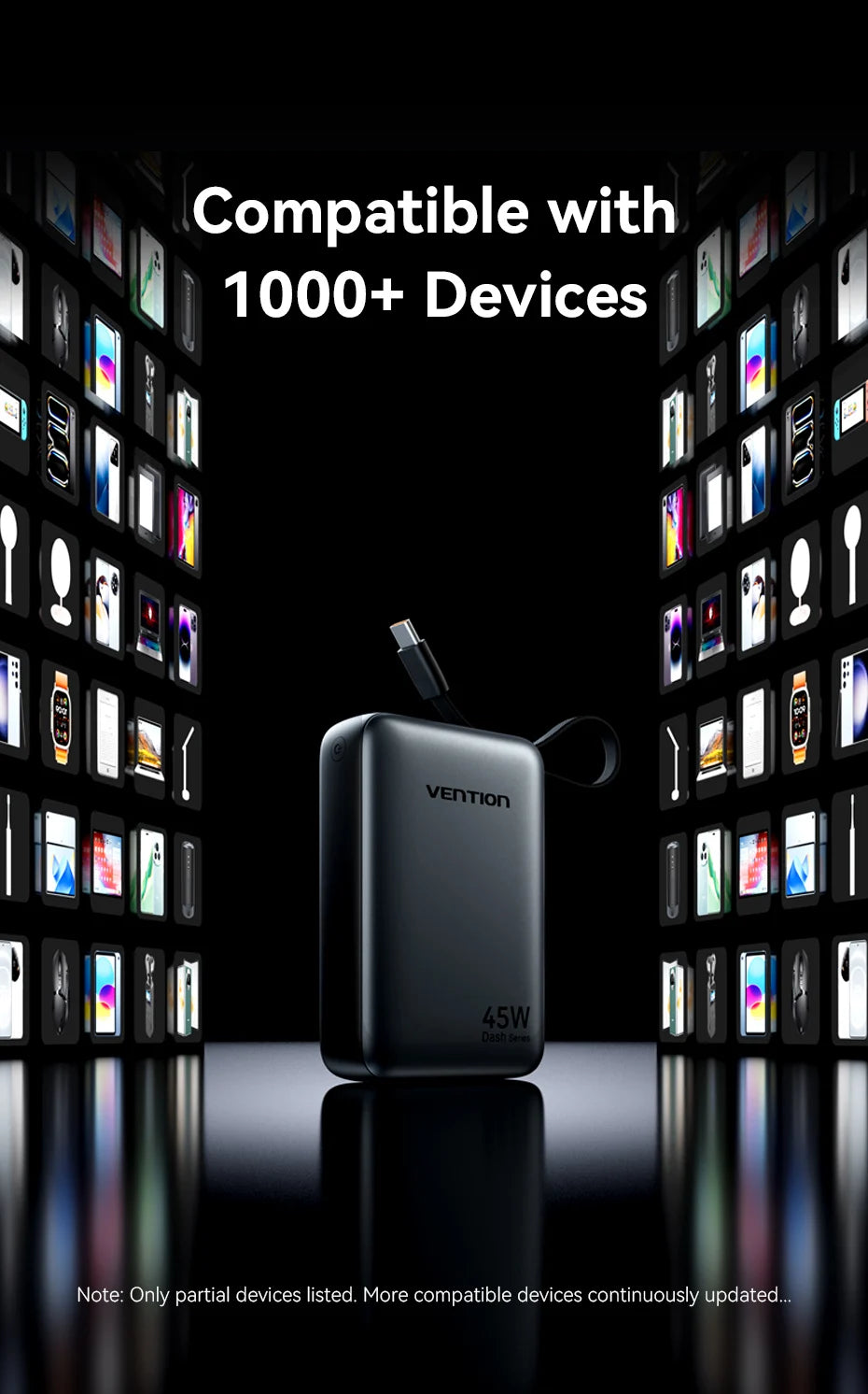45W Portable Power Bank – 20000mAh Fast Charger for Phones