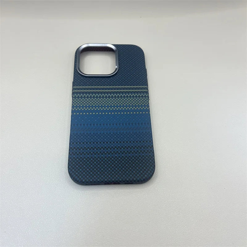 Geometric Carbon Fiber Texture 3D Relief MagSafe Case for iPhone 15–17 Series